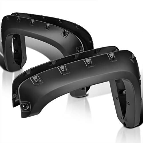 Spec-D Tuning 4PC Front + Rear Black Pocket Fender Flares Compatible with Chevy Silverado 1500 2500HD 3500HD 2007-2013