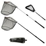 ZENFUN 2 Pack Fishing Net with Telescopic Pole Handle, Fish Landing Net with Sturdy Collapsible Handle, Folding Nylon Mesh Landing Net for Saltwater and Freshwater, Extend to 51 in(Black, White)