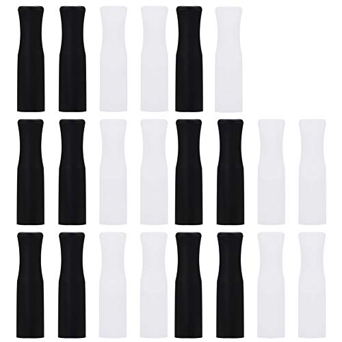 Accmor 22 Pcs Reusable Silicone Straws Tips, Black Clear Food Grade Straw Tip Covers Only Fit for 1/4 Inch Wide(6MM Out diameter) Stainless Steel Straws