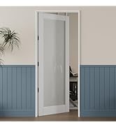 18'' x 80'' French Interior Tempered Frosted Glass Door Slab for Pantry Doors, French & Pocket Do...