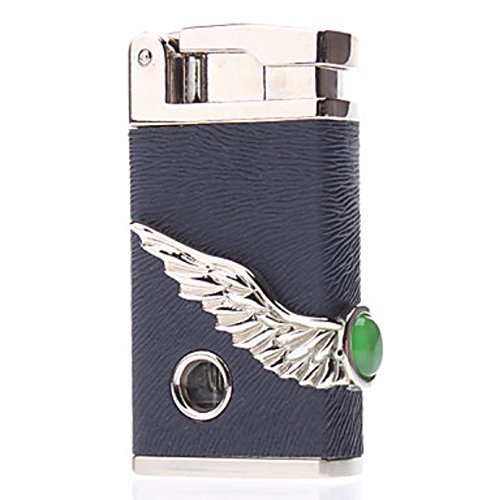 Yeahgoshopping Leather Cover Gas Lighter with Jade Decoration - One Lighter