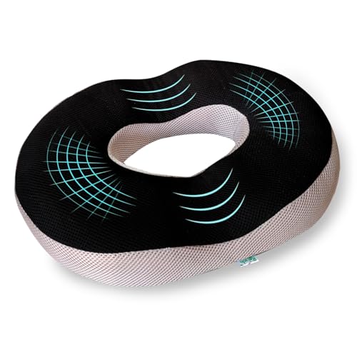 Image of Donut Pillow | Tailbone Pain Relief Cushion | Coccyx Cushion for Tailbone Pain | Sitting Pillow for Sciatica, Hemorrhoids | Piles Pillow for Sitting | Memory Foam Seat Cushion | Black Grey