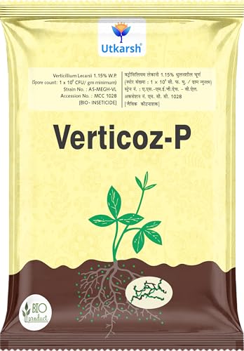 Image of Utkarsh Verticillium Lecanii 1.15% W.P. 1 x 10 ^ 8 CFU /gm min. for Plants, Crops and Home Gardening - Verticoz-P (250 gm; Pack of 1)
