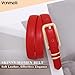 VONMELLI Women Skinny Leather Belt Thin Waist Red Belt for Women Jeans Dress Fashion Ladies Belt with Gold Buckle, S