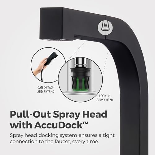 Pfister Arkitek Single Handle Kitchen Faucet with Pull Out Sprayer, High Arc Matte Black Kitchen Sink Faucet, 1.8 GPM Flow Rate, 1 or 3 Hole Installation LG534LPMB by Pfister - Image 6