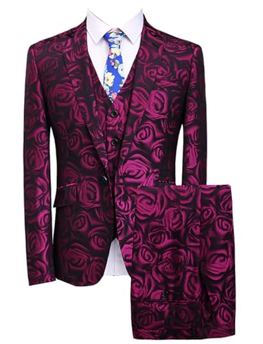 Costume mariage homme jacquard chic veste à un bouton gilet et pantalon de cérémonie