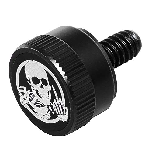 Aluminium Knurled Fender Seat Bolt Screw 1/4"-20 Thread Compatible With Harley Sportster Touring Softail Dyna Cvo Electra Glide Street Glide 1996-2020- Skeleton Middle Finger (Black) #TOP6