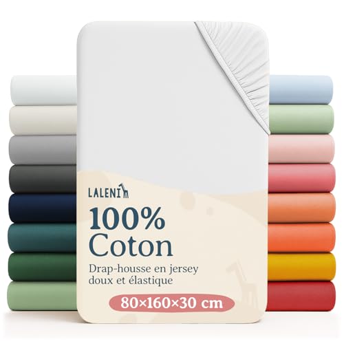 Laleni Basic Drap Housse Bebe 80x160cm - Lot de 1 - Respirant Et Doux - 100% Coton (135 g/m²) - Certifié Oeko-TEX 100 - Blanc