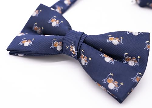 Carahere Mens Bow Tie Handmade Pre-Tied Fun Pattern Bow Ties for Men Deep Orange - Thumbnail 4