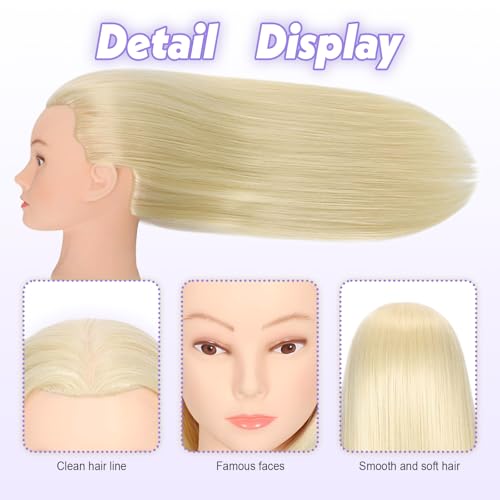 MQHIHI 22" Mannequin Head for Hairdresser Practice
