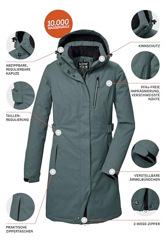 killtec Damen Funktionsparka/Parka mit abzippbarer Kapuze KOW 303 WMN PRK, blaugrau, 42, 41815-000