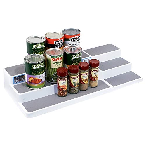 Spice Racks For Inside Cupboard, 3 Tier Expandable Spice Racks Free Standing, Non Slip Plastic Organiser For Kitchen, Pantry And Bathroom (3 Tier) - Image 3