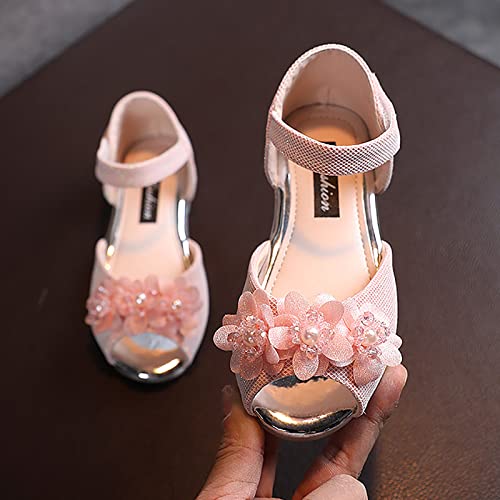 EnJoCho Sport Shoes for Kids Girls Rhinestone Flower Shoes Low Heel Princess Shoes Flower Wedding Party Dress Pump Shoes2