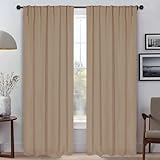 Superior Blackout Curtains, Room Darkening, Bedroom, Drapes, Kitchen, Living Room Window Accents, Sun Blocking, Thermal, 2 Pack, Solid Blackout Back Tab Curtains, Set of 2, 52