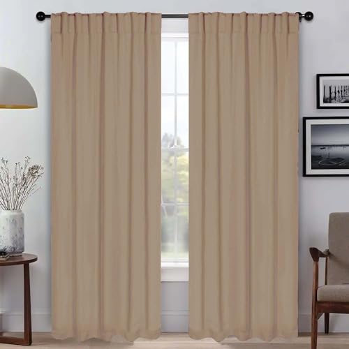 Superior Blackout Curtains, Room Darkening, Bedroom, Drapes, Kitchen, Living Room Window Accents, Sun Blocking, Thermal, 2 Pack, Solid Blackout Back Tab Curtains, Set of 2, 52" x 72", Smoked Ash