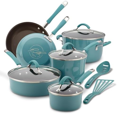 Rachael Ray Cucina Nonstick Cookware Pots and Pans Set, 12 Piece,...