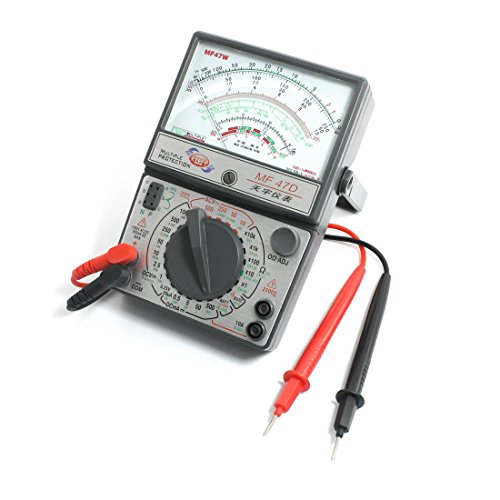 Aexit MF47D Battery gauge Powered/LI Pathways Buzzer Multiple Protection Capacitance Current Resistance AC/DC Volt Battery Test Pointer Meter w Testing Lead