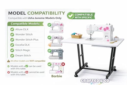 Image of Mahaveer Extension Table Stand || For Home & Domestic Tailoring & Stitching Use Sewing Machines || With Customized Logo, Brand /Shop Name, Merchant Name || Compatible with Usha Janome Model (Model: Wonder Stitch)