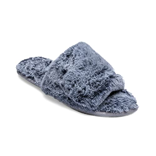Women's Soft Plush Faux Fur Lightweight House Slippers Fuzzy Memory Foam Spa Slip on Open Toe Cozy House Slippers3