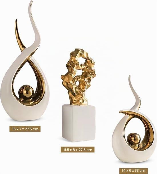 Set di statue decorative in oro di lusso - Eleganti accessori per la casa per interni moderni