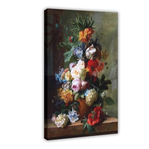 Toile de fleurs Jan Van Huysum avec cadre à suspendre en bois finition haut de gamme
