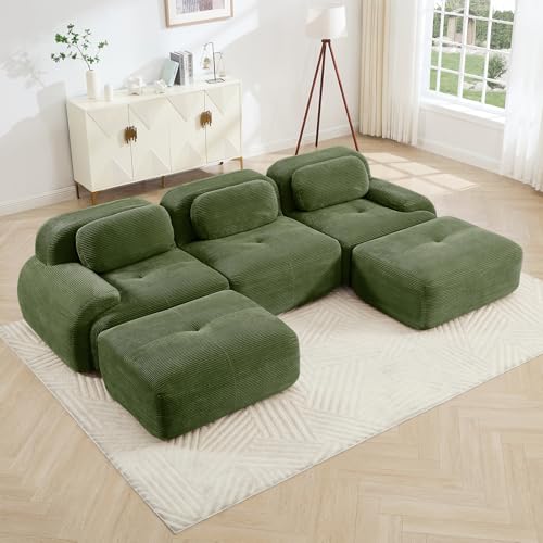 Image of Corduroy Modular Sectional Sofa, Oversized Cloud Couches for Living Room