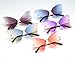 Fashion Butterfly Rimless Sunglasses for Women Vintage Metal Frame Eyewear UV Protection by YAMEIZE (PURPLE PINK)