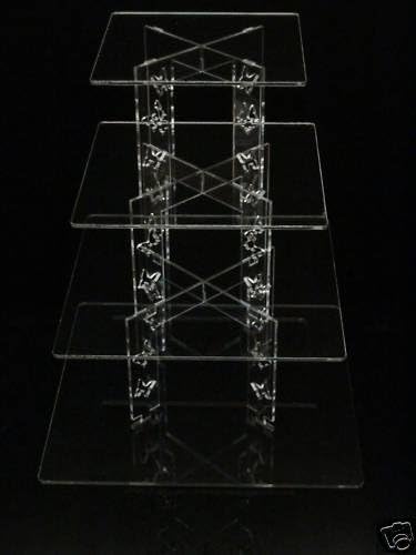 4 Tier Square Butterfly Acrylic Cup Cake Party Wedding Stand - TK4SQU B/FLY