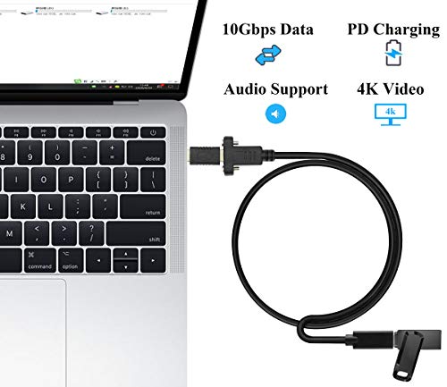 AAOTOKK Panel Mount USB C 3.1 Extension Cable 4K&60hz 10Gbps USB Type C 3.1 Female Panel Mount Screw Cable,Supports Charging,Data,Audio,Video Cable (1M/3ft) - Image 4
