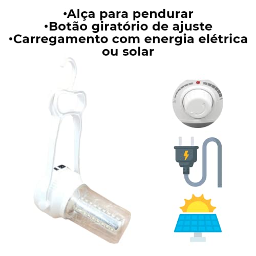 Lampião Lanterna Com LED Recarregável De 8W Com Duração De Até 4 Horas Luminária Bivolt Potente Com