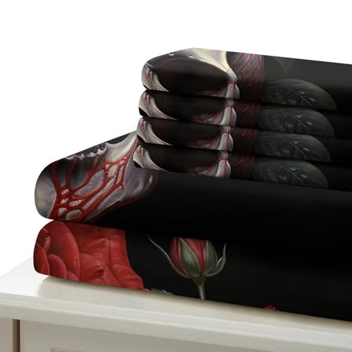 Housse de couette os du crâne 200x200 parure lit microfibre