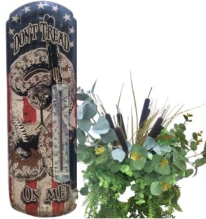 Miniatura 6 de Termómetro de pared de metal calibre 22, litografía de metal, mide 5 x 17 pulgadas, para interiores o exteriores, elige estilo (no me pises)