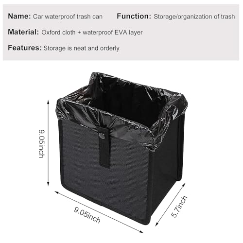 Image of KVAEY Car Trash Can, Oxford Cloth Foldable Garbage Bin Waterproof Auto Trash Bag Organizer, Multipurpose Leak-Proof Large Capacity Hanging Garbage Can Storage Bag for Car Seat (Normal)