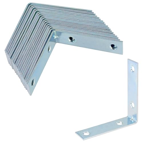Image of 20 PCS Metal Corner Braces – Galvanized Steel L-Shaped Angle Brackets for Wood and Shelves (20, 60 x 60mm)