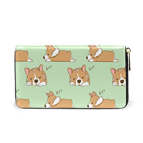 Portefeuille long cuir véritable zippé Corgi pour tout ranger sans effort
