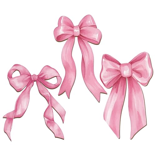 Colingmill 3Pcs Pink Bow Wooden Hanging Sign Coquette Room Decor Preppy Wall Art Bowknot Girly Decor...