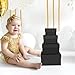 NOVELTYBOXUSA Nesting Gift Boxes with Lids 4 Pack,Fancy Square Rigid Gift Boxes for Present Black Stackable Gift Packing Boxes For Groomsmen Proposal Wedding Birthday Baby Showers