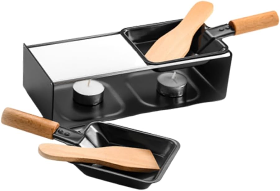 Non-stick Mini Grill Pan Portable Cheese Melter for Outdoor Camping Wood Handle Great for Fondue Picnic