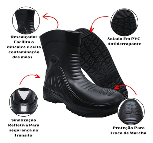 Imagem frontal das botas com fundo neutro.