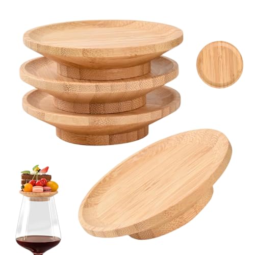 Plateau pour verre à vin et charcuterie bois x4 | Service fêtes & restaurants - 2