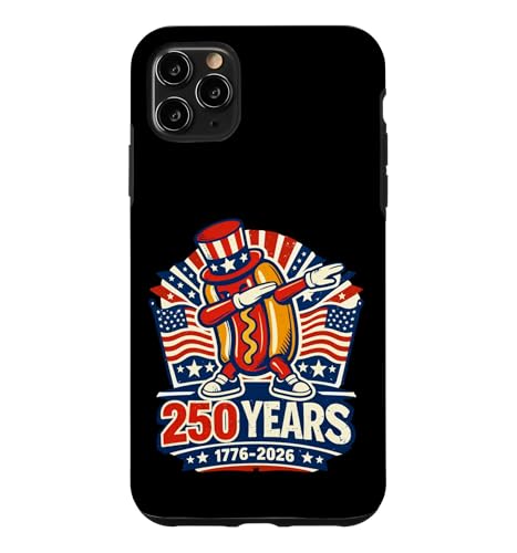 USA Anniversary 250 Dabbing Hotdog 250th America 7��4�� �X�}�z�P�[�X iPhone 11 Pro Max �p