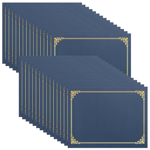 SUNEE Certificate Holders(Navy Blue, 30 Packs), Diploma Covers Gold Foil Border, for Letter Size 8.5x11 Certificates, Cardstock, Document Papers