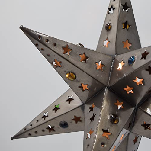 Hometown Evolution, Inc. 16 Inch Mexican Hanging Tin Star Light - Star Cut With Marbles #TOP2