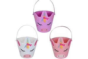 3 Pack Unicorn Easter Baskets for Kids Egg Hunt