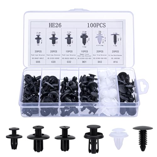 Immagine prodotto: MumdoYAL Set di clip di fissaggio per auto, 6 diversi tipi di clip per rivestimento della porta e clip universali in plastica