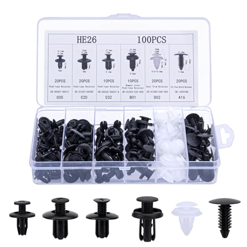 Lot de 6 clips de fixation de voiture - Clips en plastique universels pour garniture de porte et pare-chocs