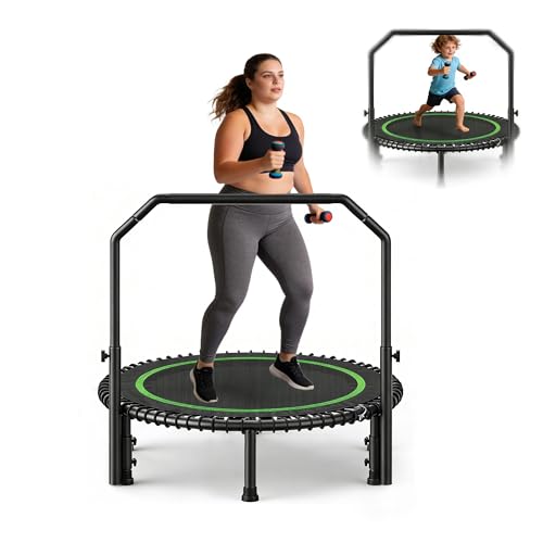 40' Mini Rebounder Trampoline for Adults with Handle, Foldable Mini Trampoline with Bungees,...