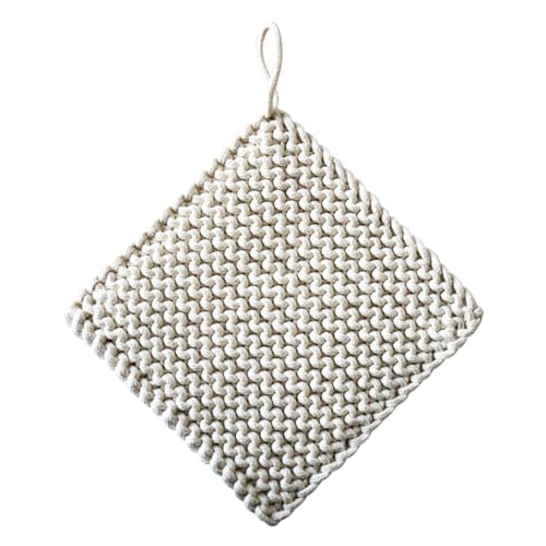 Hemobllo 1 Pieza Estera del Cuenco cocinando Tejido Suave Tejidas a Mano Tela Posavasos de algodón Posavasos Lavable cojín de Taza Estera de Taza Cuadrada tapete Grueso cojín Olla