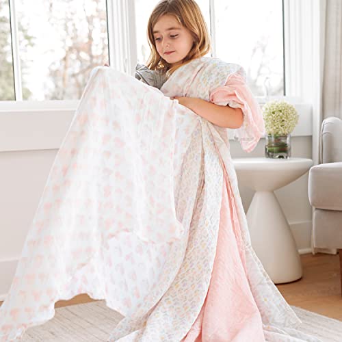 Image of aden + anais Swaddle Blanket, Boutique Muslin Blankets for Girls & Boys, Baby Receiving Swaddles, Ideal Newborn & Infant Swaddling Set, Perfect Shower Gifts, 2 Pack, Piece of My Heart