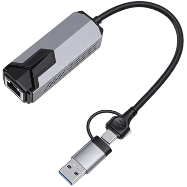 Sorandy Adapter USB C na Ethernet 5 Gb/s, Konwerter Sieciowy USB Typu C na RJ45, Adapter z automatyczną kalibracją i Zdalnym Wybudzaniem, Idealny do Laptopa-tabletu